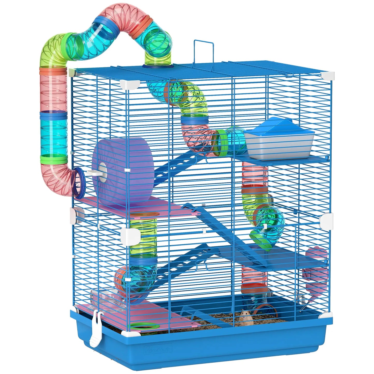 5-Tier Hamster Cage, Portable With Wheels, Tube, Blue Hamster Cages at Gallery Canada