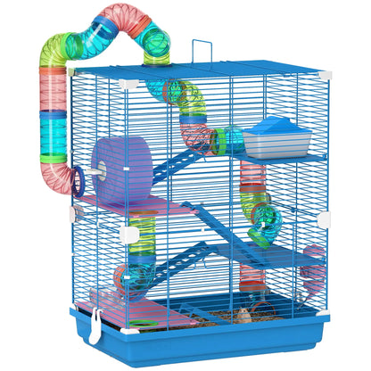 5-Tier Hamster Cage, Portable With Wheels, Tube, Blue Hamster Cages at Gallery Canada
