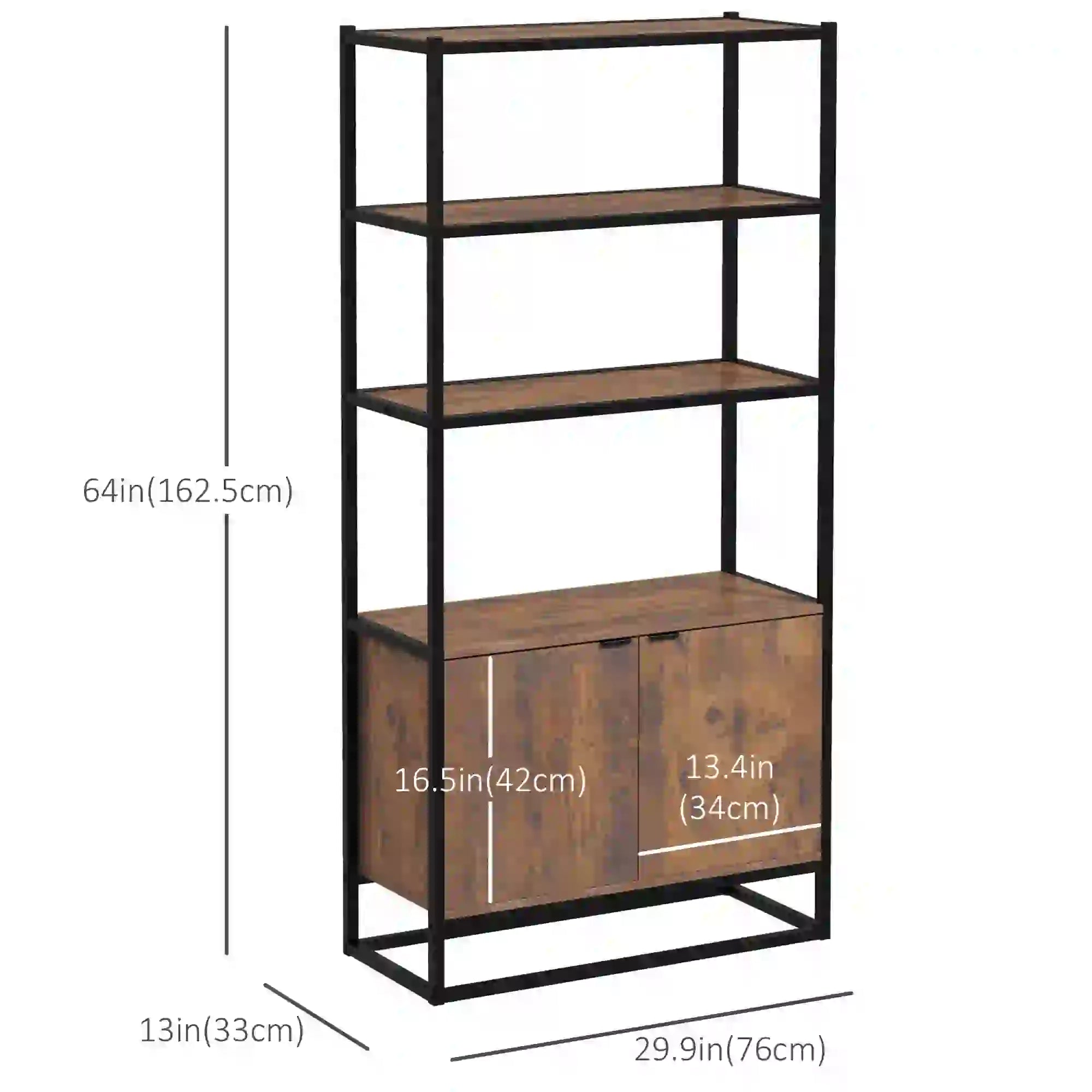 Storage Cabinet, 3 Open Shelves, Freestanding Organizer, Brown Display Bookshelves at Gallery Canada