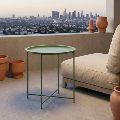 18" Outdoor Side Table, Removable Tray, Folding Legs, Green Patio Side Tables at Gallery Canada
