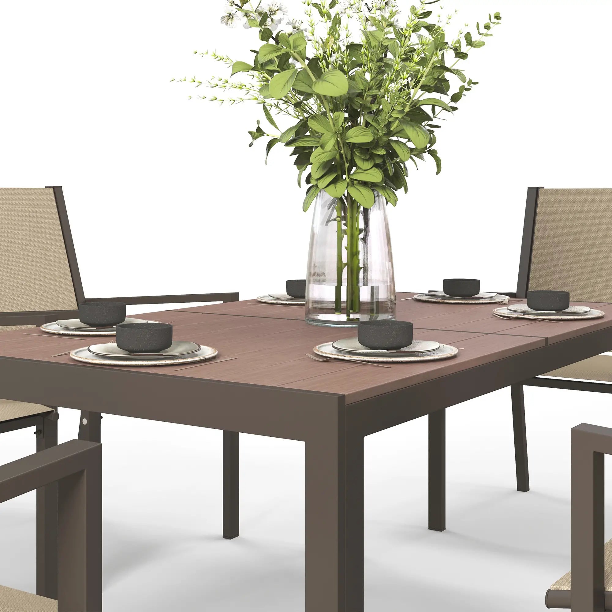 7-Piece Outdoor Dining Set With Rectangular Table & 6 Stackable Chairs Outdoor Dining Sets at Gallery Canada