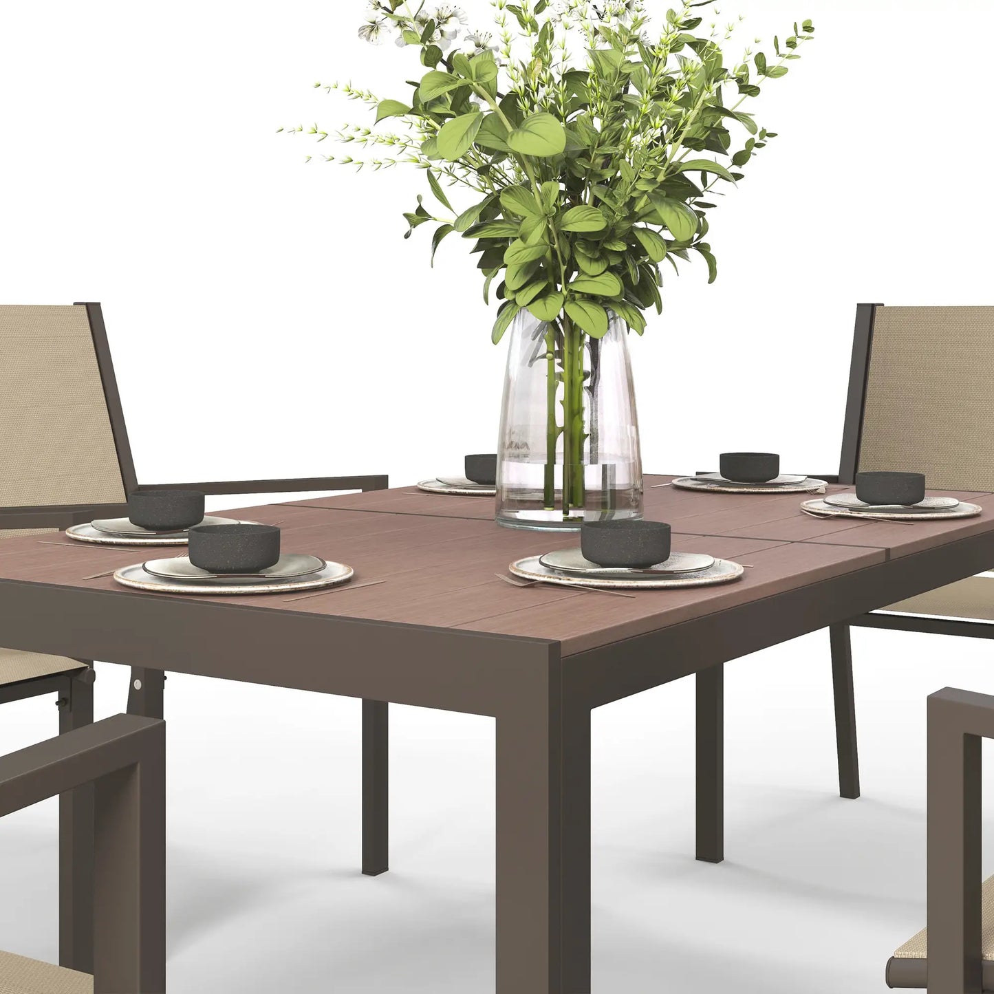 7-Piece Outdoor Dining Set With Rectangular Table & 6 Stackable Chairs Outdoor Dining Sets at Gallery Canada