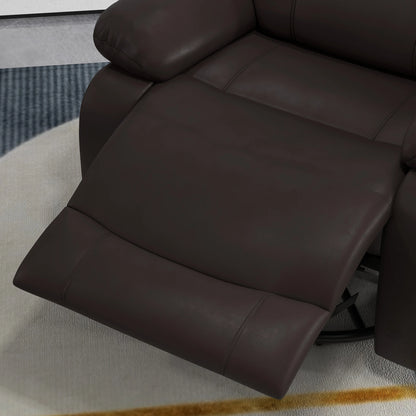 PU Leather Reclining Chair, Vibration Massage, Swivel Rocking, Remote, Brown Single Sofas at Gallery Canada