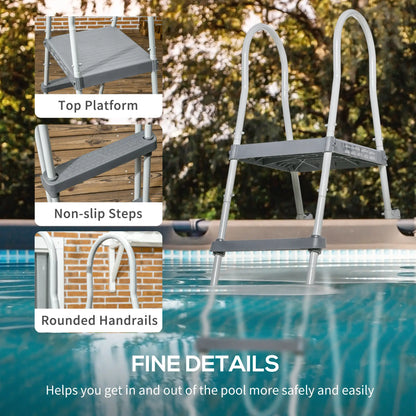 Above Ground Pool Ladder, 70", Fits 48" Pool Wall, Grey Outdoor Swimming Pools & Hot Tubs at Gallery Canada