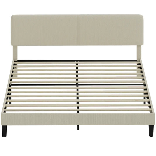 King Size Bed Frame, Adjustable Upholstered Headboard, Wood Slat Support, Light Grey Bed Frames Light Grey at Gallery Canada
