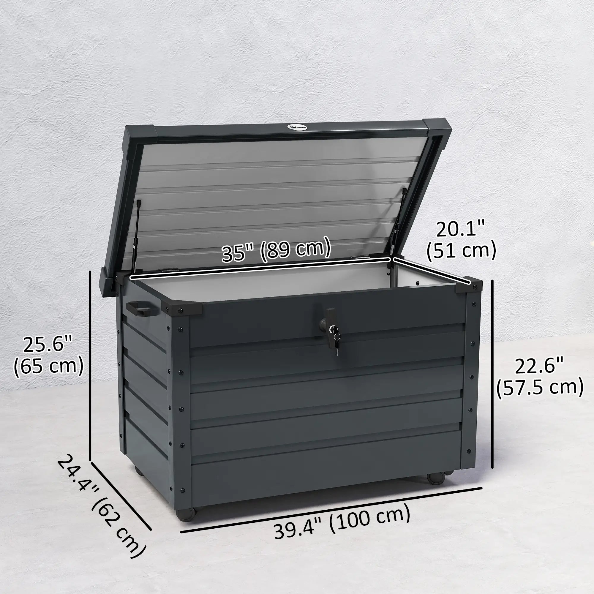 78 Gallon Waterproof Outdoor Storage Box With Wheels, Dark Grey Patio Storage Boxes at Gallery Canada
