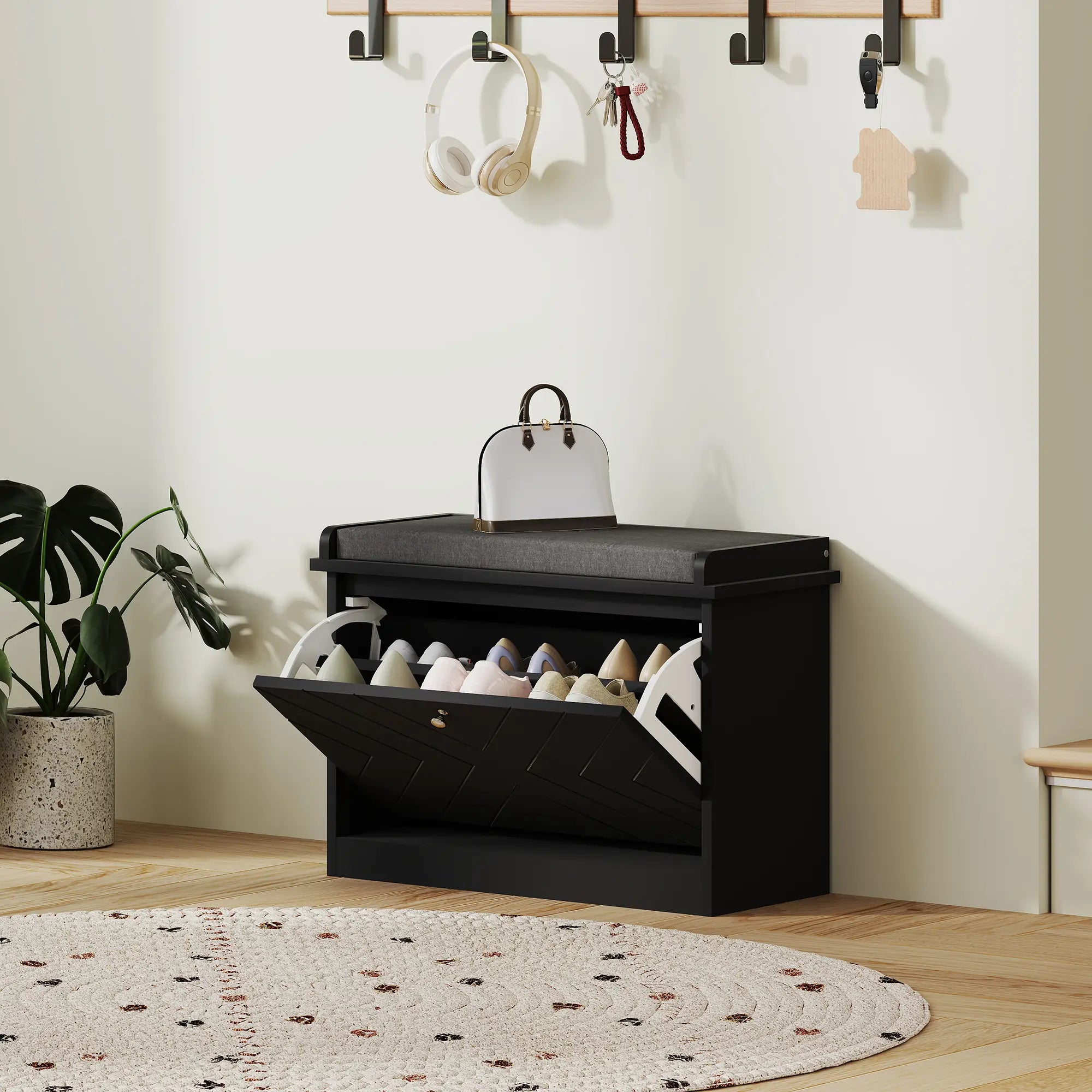 Shoe Storage Bench with Seat, Flip Drawer, Adjustable Shelf, 6 Pairs Shoe Storage Cabinets & Racks at Gallery Canada