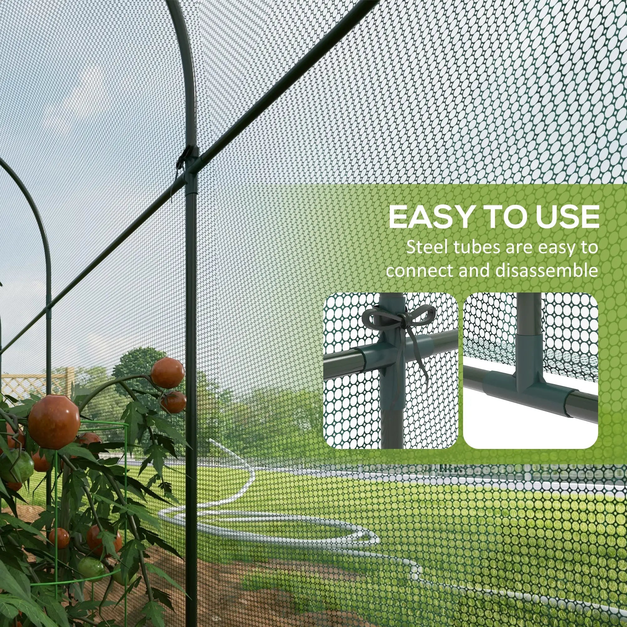 9.8' x 3.3' Plant Protector Tent, Crop Cage, Zipped Door, Ground Stakes Walk In Greenhouses at Gallery Canada