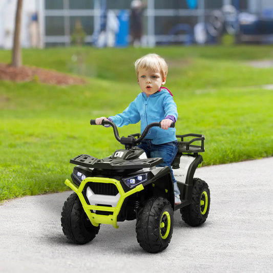 Kids ATV, 12V Electric Ride-On Toy, Spring Suspension, Storage Basket, Green Electric Ride On Toys Green at Gallery Canada