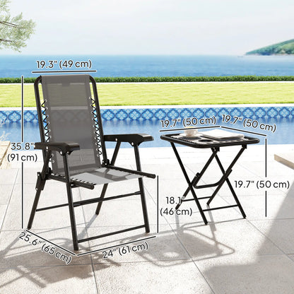 3 Piece Patio Bistro Set, Outdoor Folding Table And Chairs, Metal Furniture With Cup Holders Bistro Sets at Gallery Canada