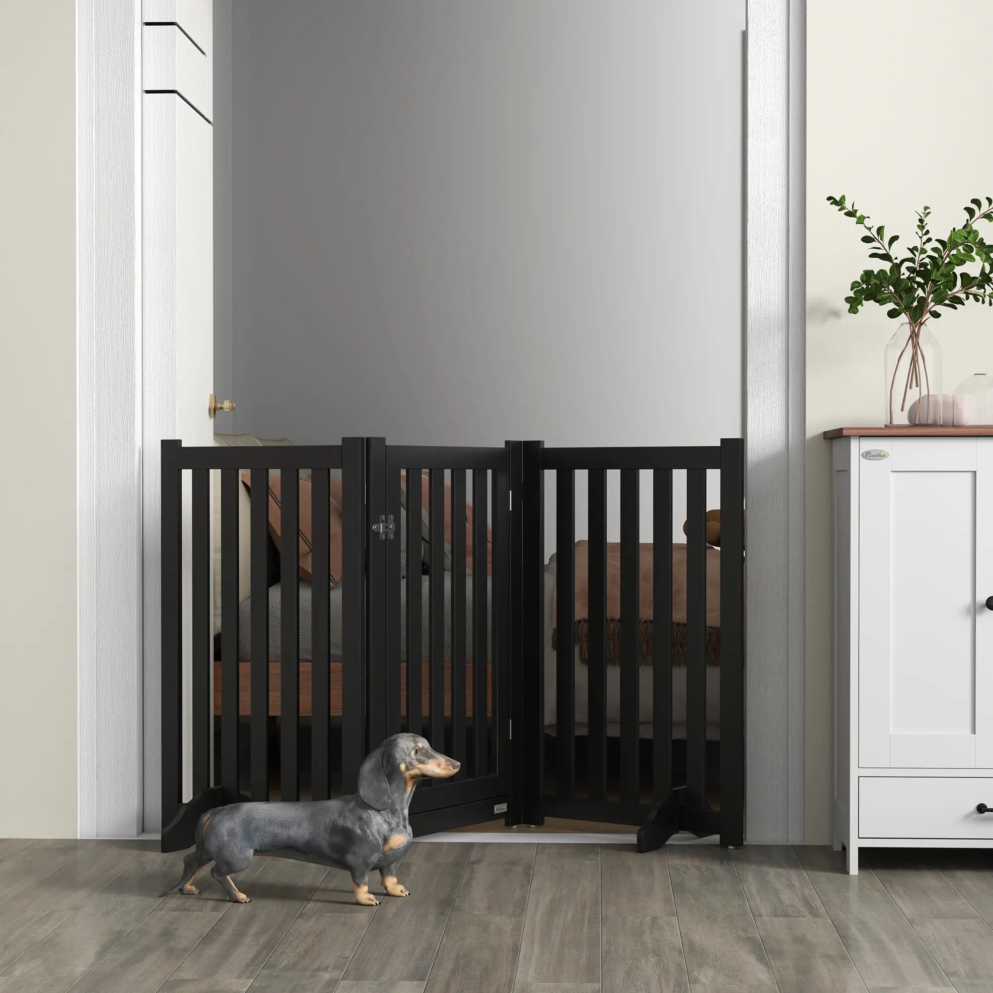 3-Panel Foldable Dog Gate, Medium Size, Black Houses, Kennels & Pens at Gallery Canada