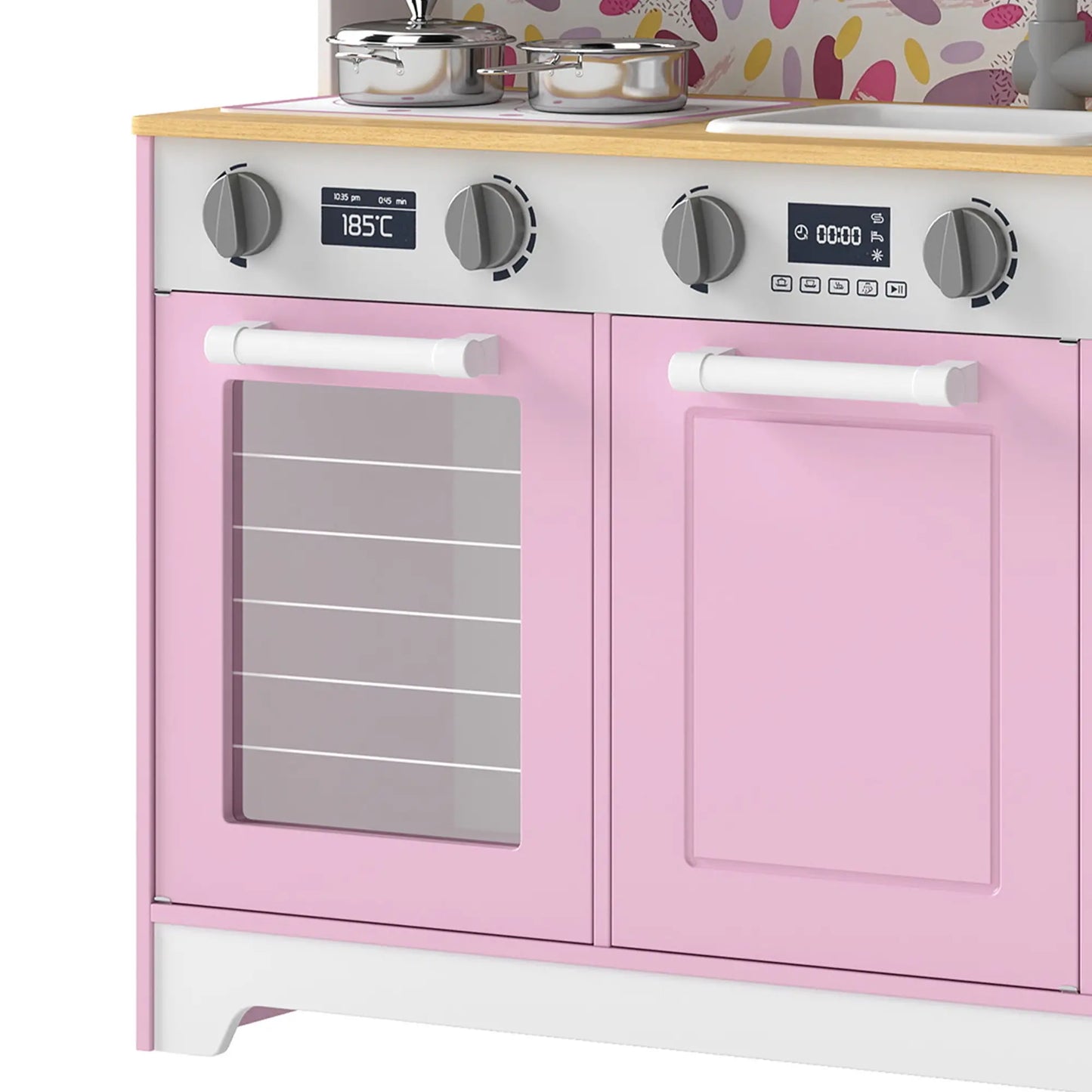 Cuisine de jeu pour enfants avec machine à café, machine à glaçons, rangement, bleue