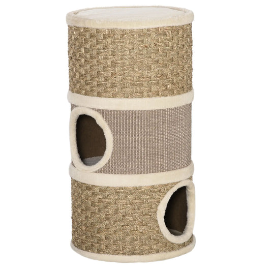 3 Story Cat Condo with Sisal Scratching Surface, 15" x 28", Khaki Brown Cat Towers Khaki and Brown at Gallery Canada