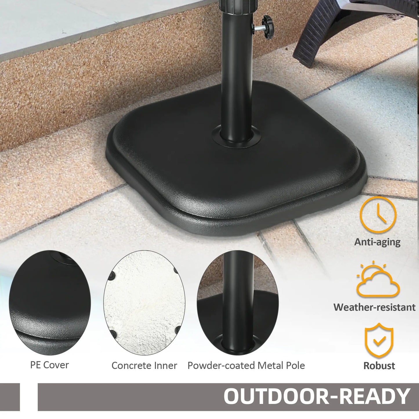 24 lb Concrete Patio Umbrella Base, Outdoor Market Table Stand, Black Umbrella Bases at Gallery Canada