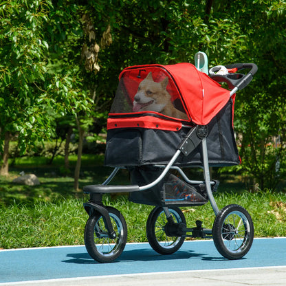 Lightweight Pet Stroller, 3-Rubber Wheels, Adjustable Canopy, Zippered Mesh, Red Dog Bike Trailers & Strollers at Gallery Canada