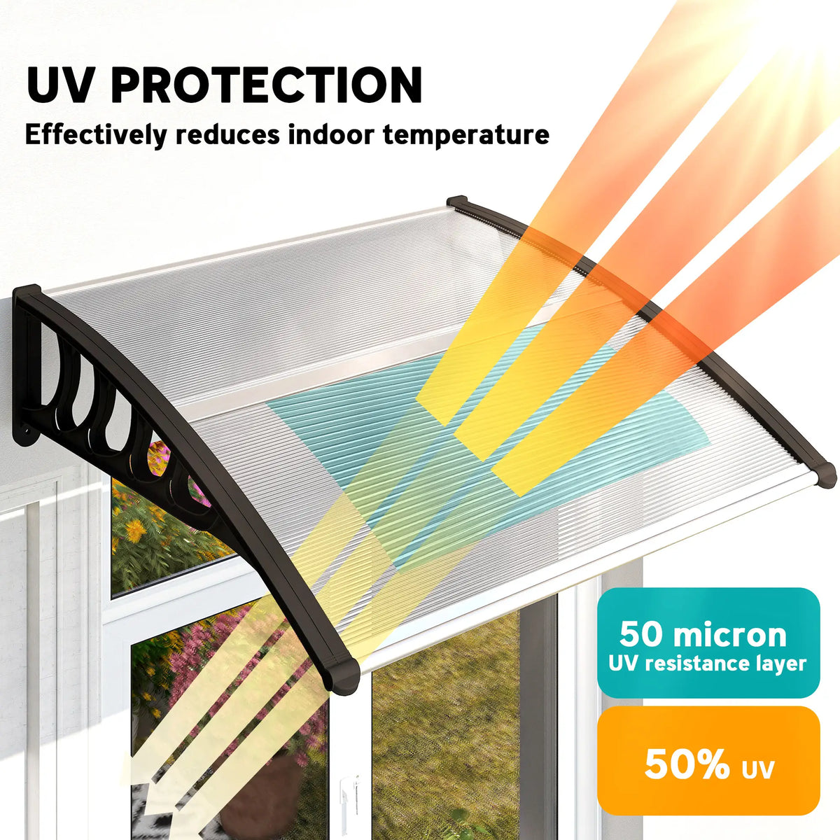 Polycarbonate Door Canopy, 40.6" x 38" Clear, Clear Door Awnings at Gallery Canada