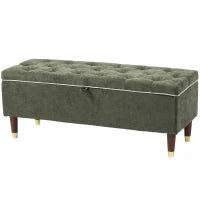 Banc coffre de rangement, assise aspect lin, 264 LBS, vert