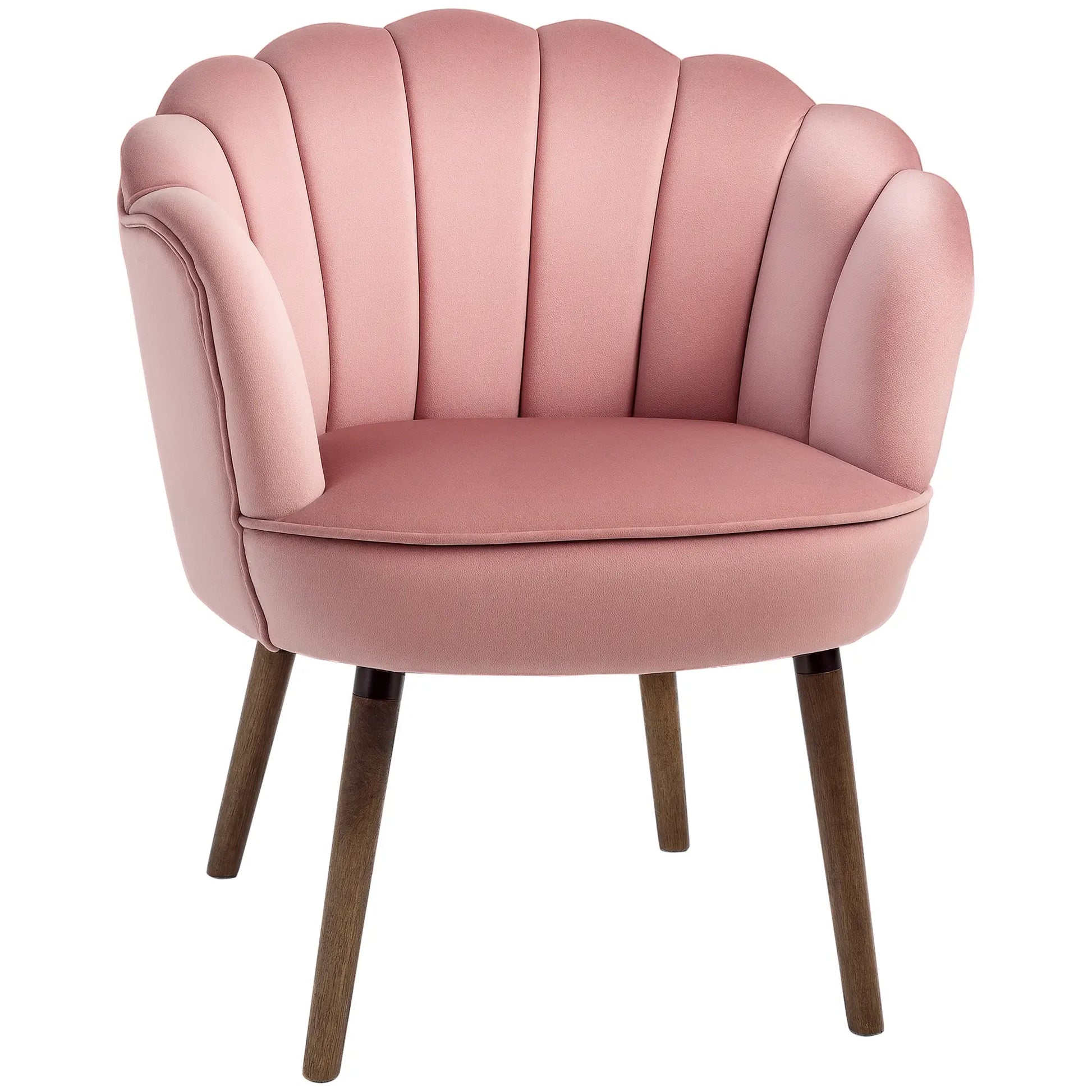 Modern Accent Chair, Velvet-Touch Fabric, Wood Legs, Pink Accent Chairs Pink at Gallery Canada