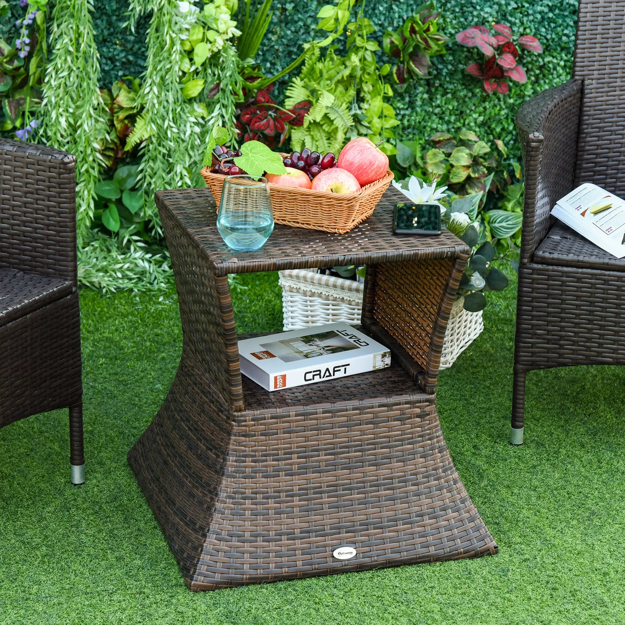 Rattan Wicker Side Table, 21.3