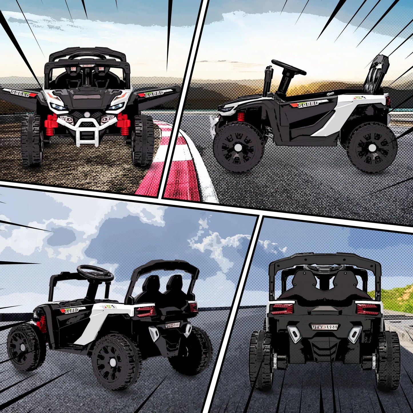 12V Kids Ride On Truck, Dual Motors, Rear Suspension, Remote Control, White Electric Toy Cars at Gallery Canada