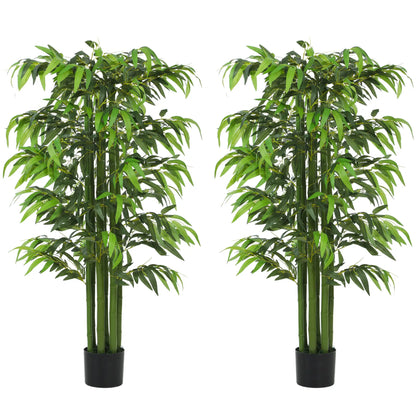 5.3ft Artificial Bamboo Tree Set Of 2, Indoor Fake Plant With Pot Artificial Trees at Gallery Canada