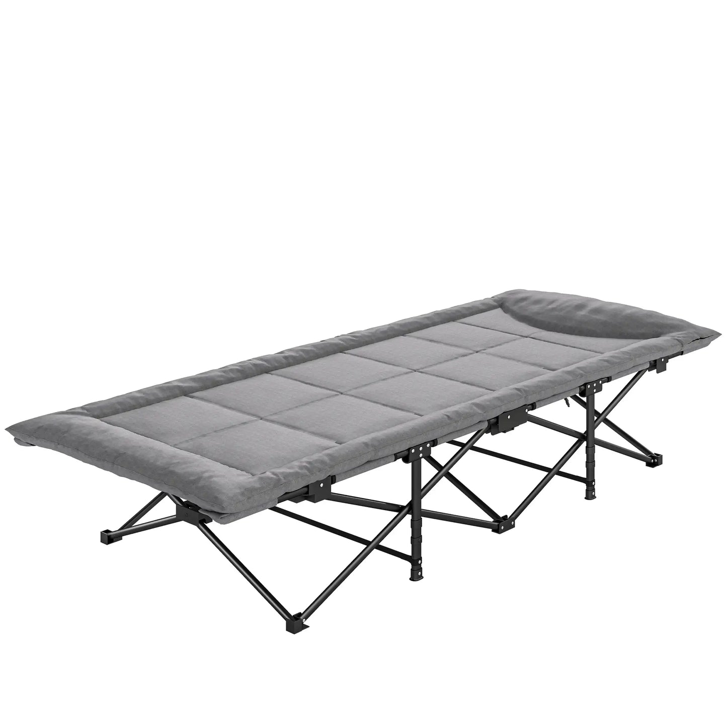 Camping Cot, 31.5" Wide, Padded Cushion, Carry Bag, Non-Slip Feet, Grey Camping Cots Grey at Gallery Canada