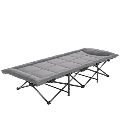 Camping Cot, 31.5" Wide, Padded Cushion, Carry Bag, Non-Slip Feet, Grey Camping Cots Grey at Gallery Canada
