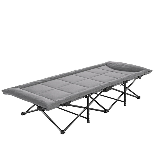 Camping Cot, 31.5" Wide, Padded Cushion, Carry Bag, Non-Slip Feet, Grey Camping Cots Grey at Gallery Canada