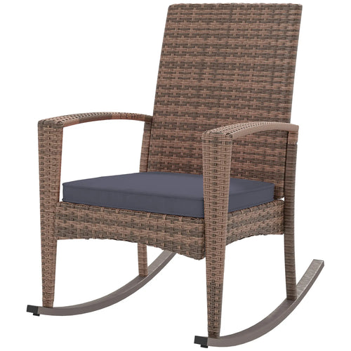 PE Rattan Rocking Chair, Garden Glider, Wicker Patio Chair, Dark Blue