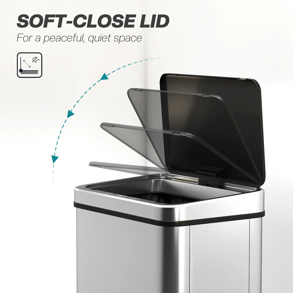 10,6 Gallon Poubelle Automatique, Couvercle à Fermeture Douce, Sans Contact, Acier Inoxydable Résistant aux Empreintes Digitales