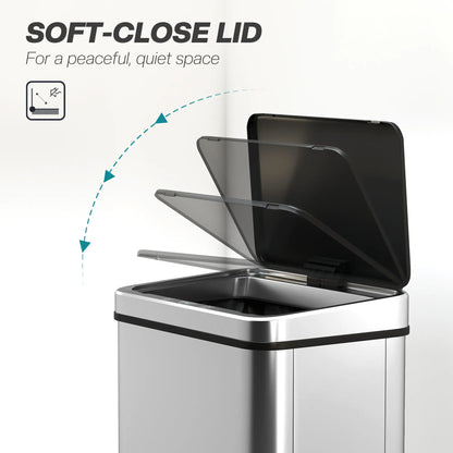 10,6 Gallon Poubelle Automatique, Couvercle à Fermeture Douce, Sans Contact, Acier Inoxydable Résistant aux Empreintes Digitales