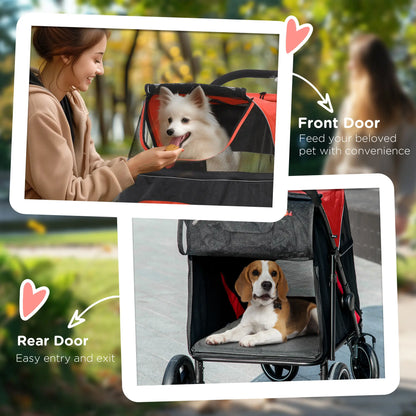 Foldable Pet Stroller, Universal Wheels, Shock Absorber, Large & Medium Dogs, Red Dog Bike Trailers & Strollers at Gallery Canada