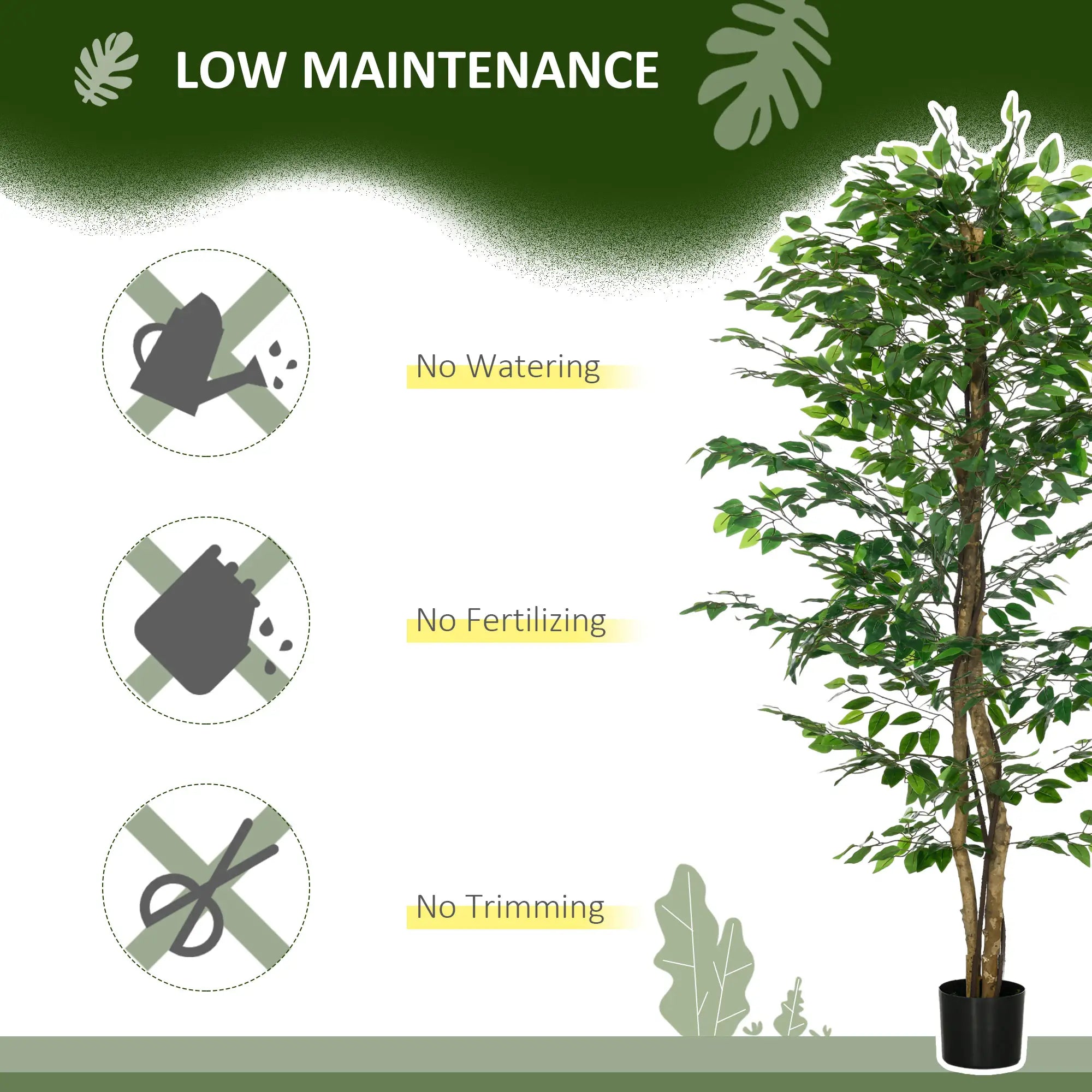 6ft Artificial Ficus Tree, Indoor Fake Plant with Pot Artificial Trees at Gallery Canada