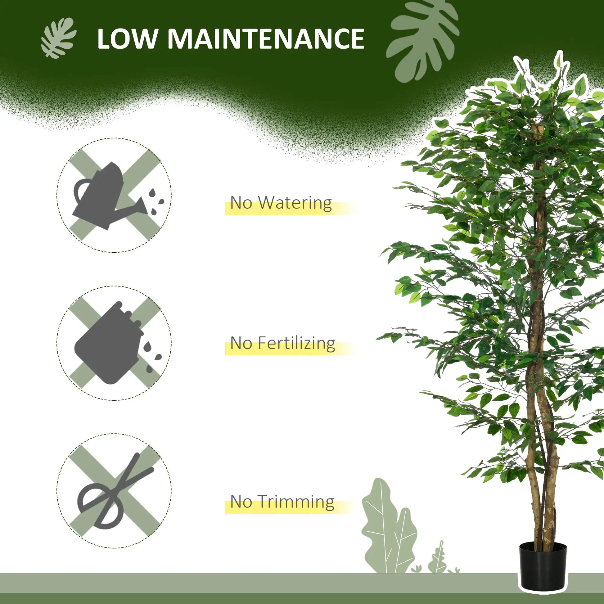 6ft Artificial Ficus Tree, Indoor Fake Plant with Pot Artificial Trees at Gallery Canada