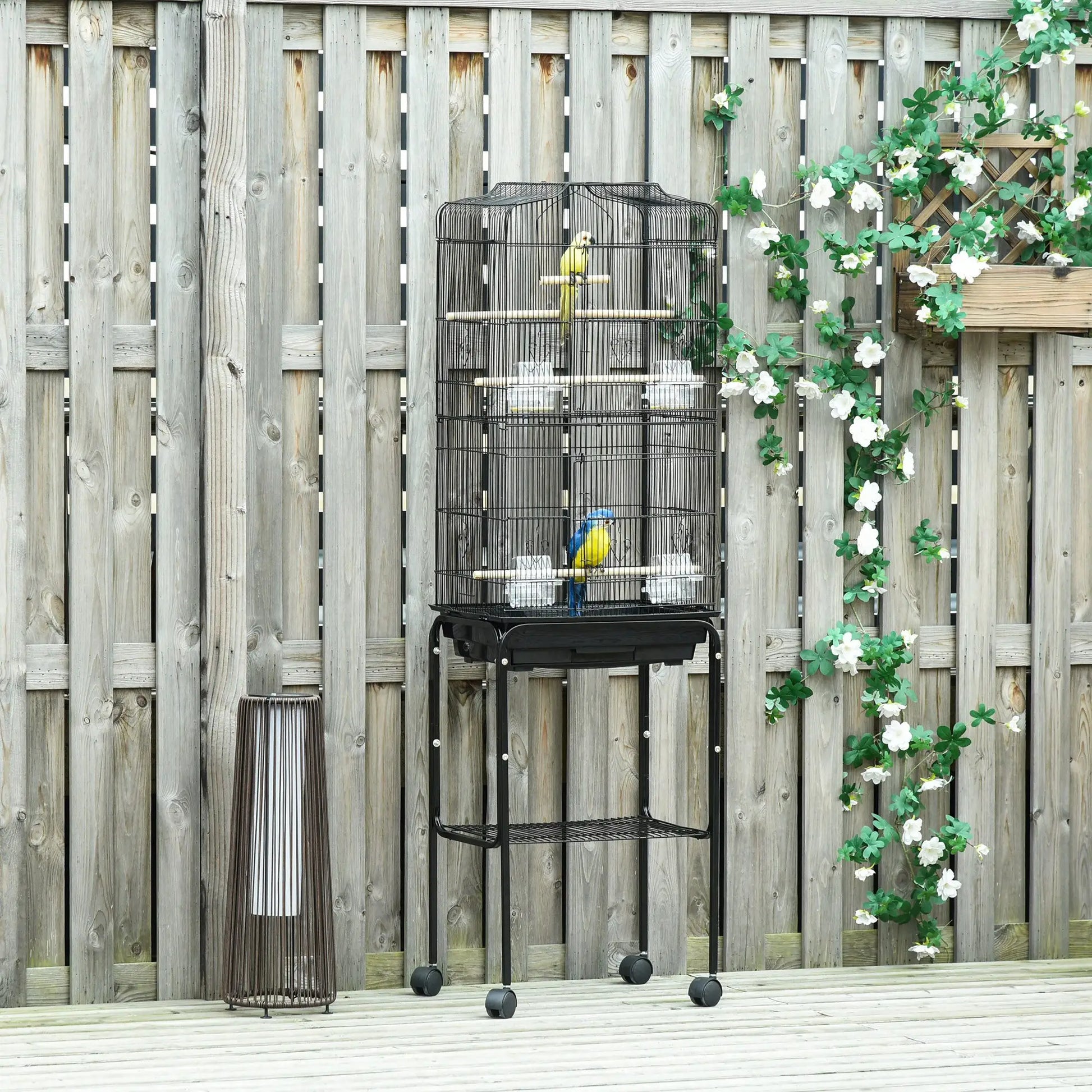 62" Rolling Bird Cage, Cockatoo House, Play Top, Storage Shelf, Wheels, Black Bird Cages at Gallery Canada