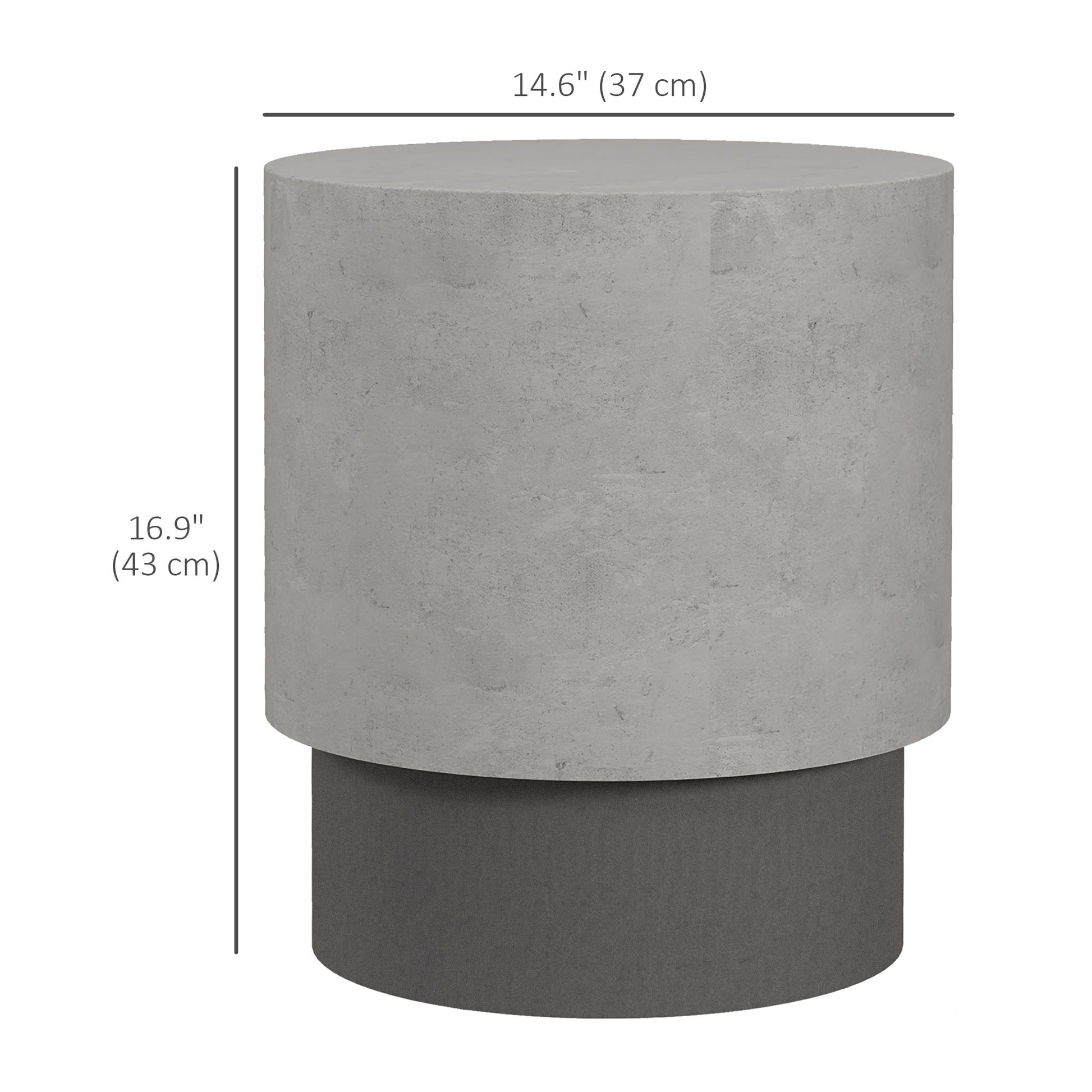 Lightweight Accent Table with Concrete Finish, Round Side Table with 4 Adjustable Feet for Indoor, Outdoor at Gallery Canada