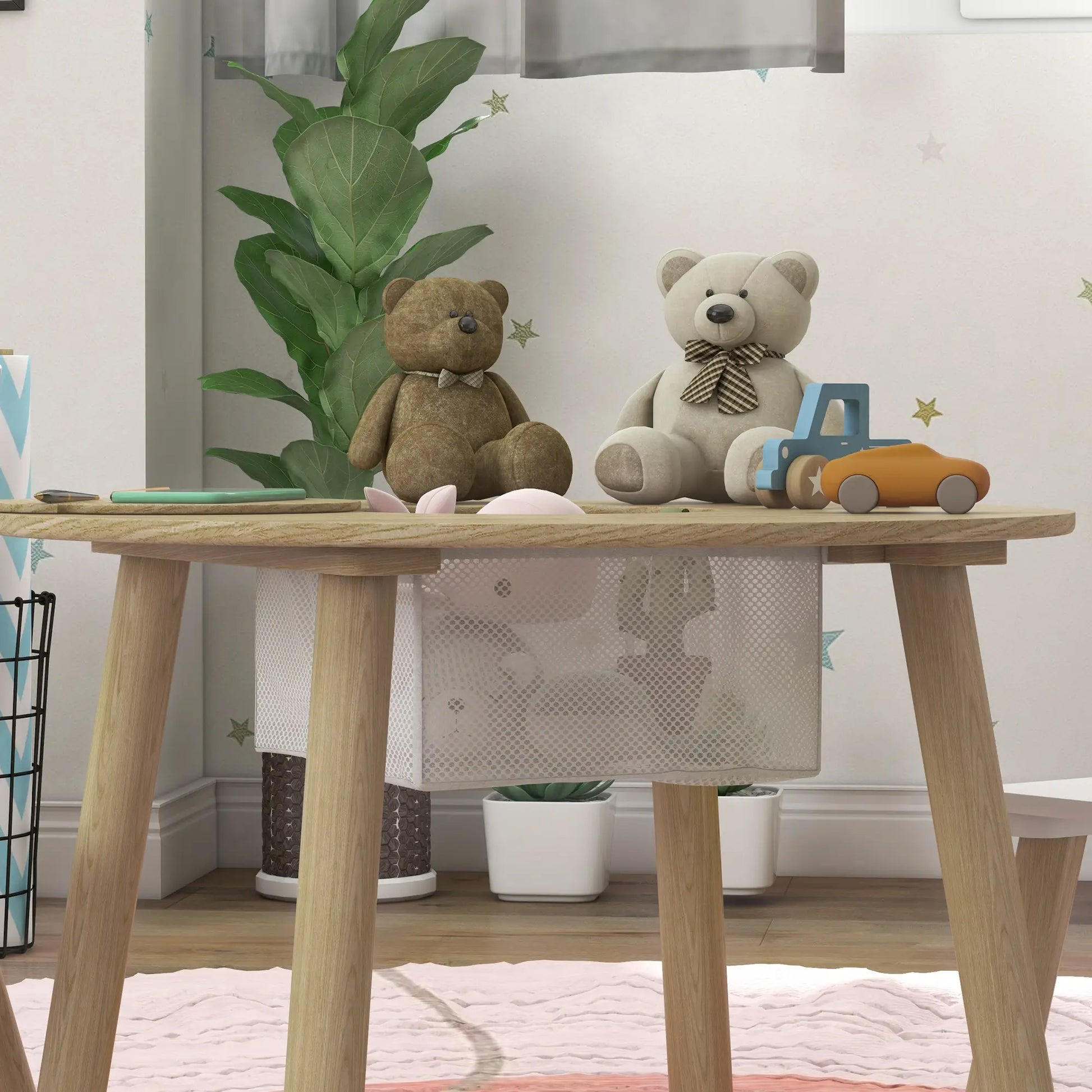 Kids Table and Chair Set, 3 Pieces, Bear-Shaped Chairs, Mesh Bag Kids Table Sets at Gallery Canada