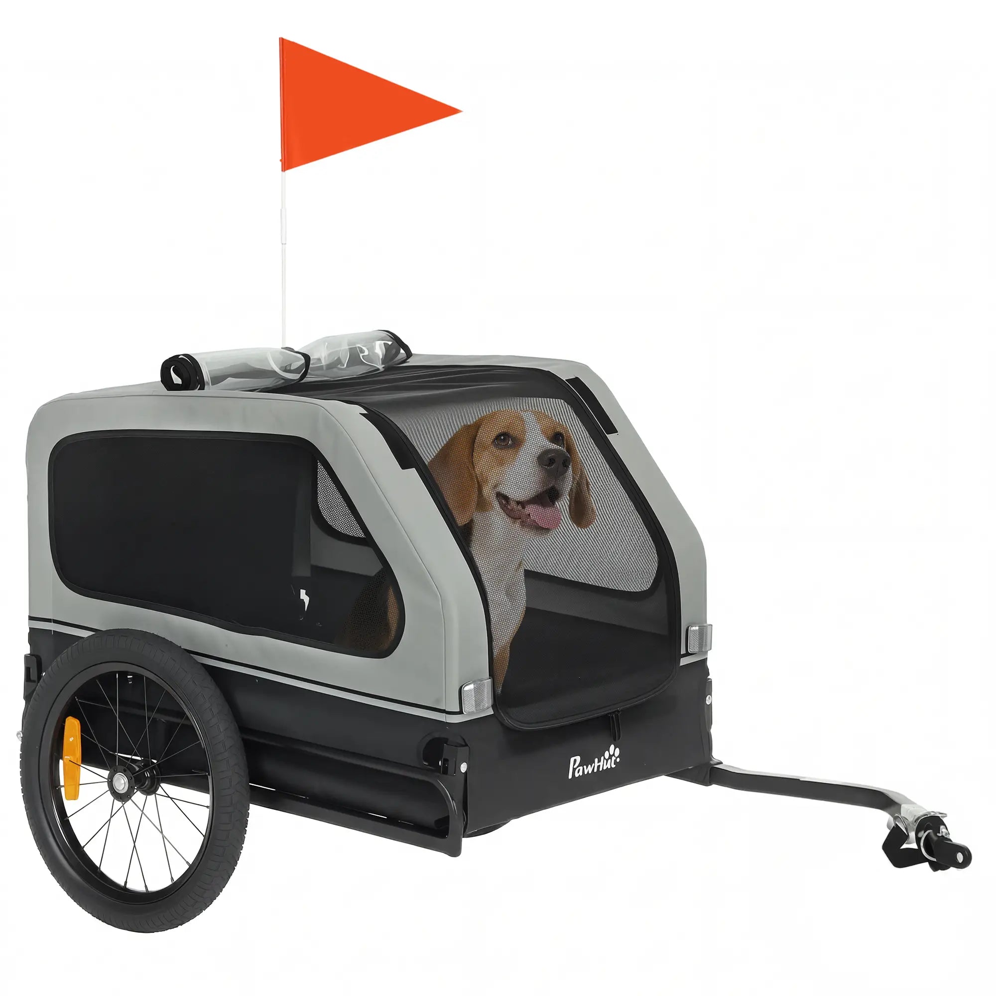 Dog Bike Trailer, 44 lbs, Universal Coupler, Flip-Down Ramp, Grey Dog Bike Trailers & Strollers at Gallery Canada