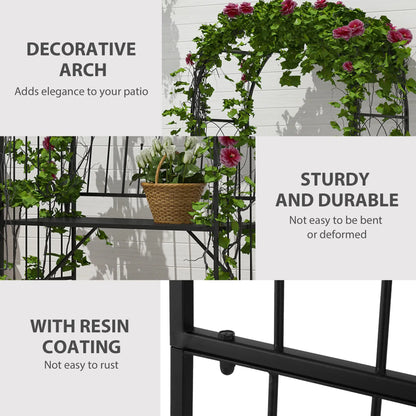 43" Garden Arbor Bench, Trellis for Climbing Plants, Black Outdoor Benches at Gallery Canada