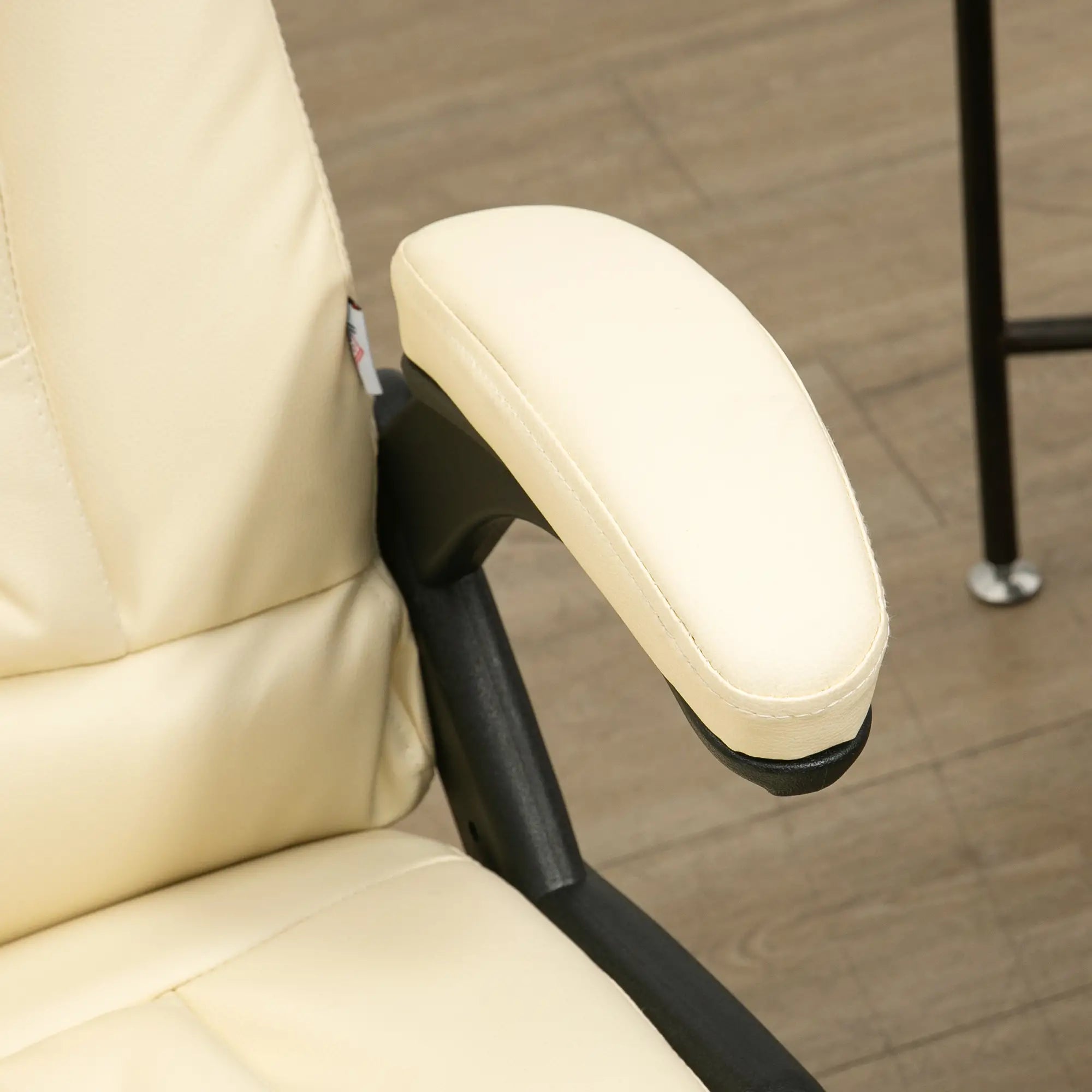 Adjustable Heated Massage Swivel Office Chair, High Back Leather, Beige Massage Chairs at Gallery Canada