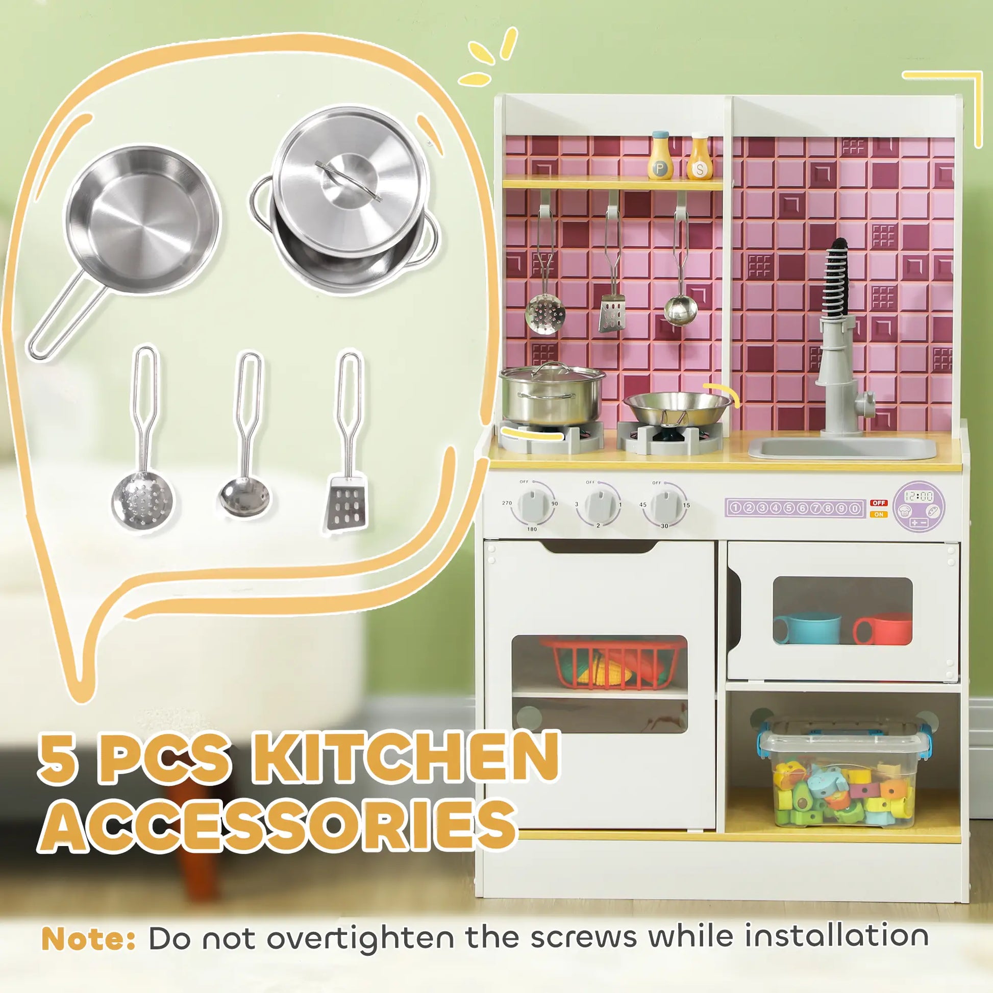 Kids Play Kitchen Set, Realistic Lights Sounds, Sink Oven Stove, White Play Kitchen at Gallery Canada