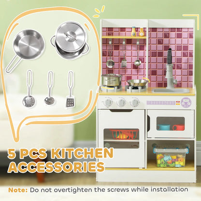 Kids Play Kitchen Set, Realistic Lights Sounds, Sink Oven Stove, White Play Kitchen at Gallery Canada