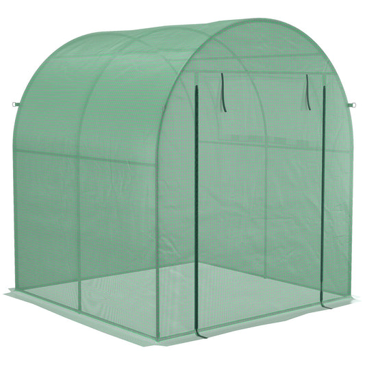 6' x 6' x 6.6' Walk-in Greenhouse, Tunnel Green House with Zippered Door, Roll-up Window, PE Cover, Steel Frame, Green - Gallery Canada