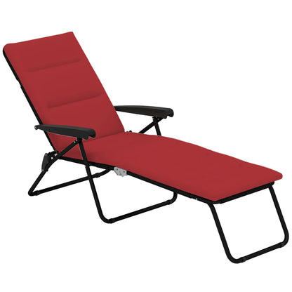 Foldable Reclining Patio Lounge Chair, 6-Position Adjustable, Wine Red Lounger Chairs at Gallery Canada