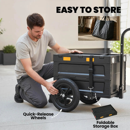 Bike Trailer, Foldable Storage Box With Lid, Quick Release Wheels Bike Cargo Trailers at Gallery Canada