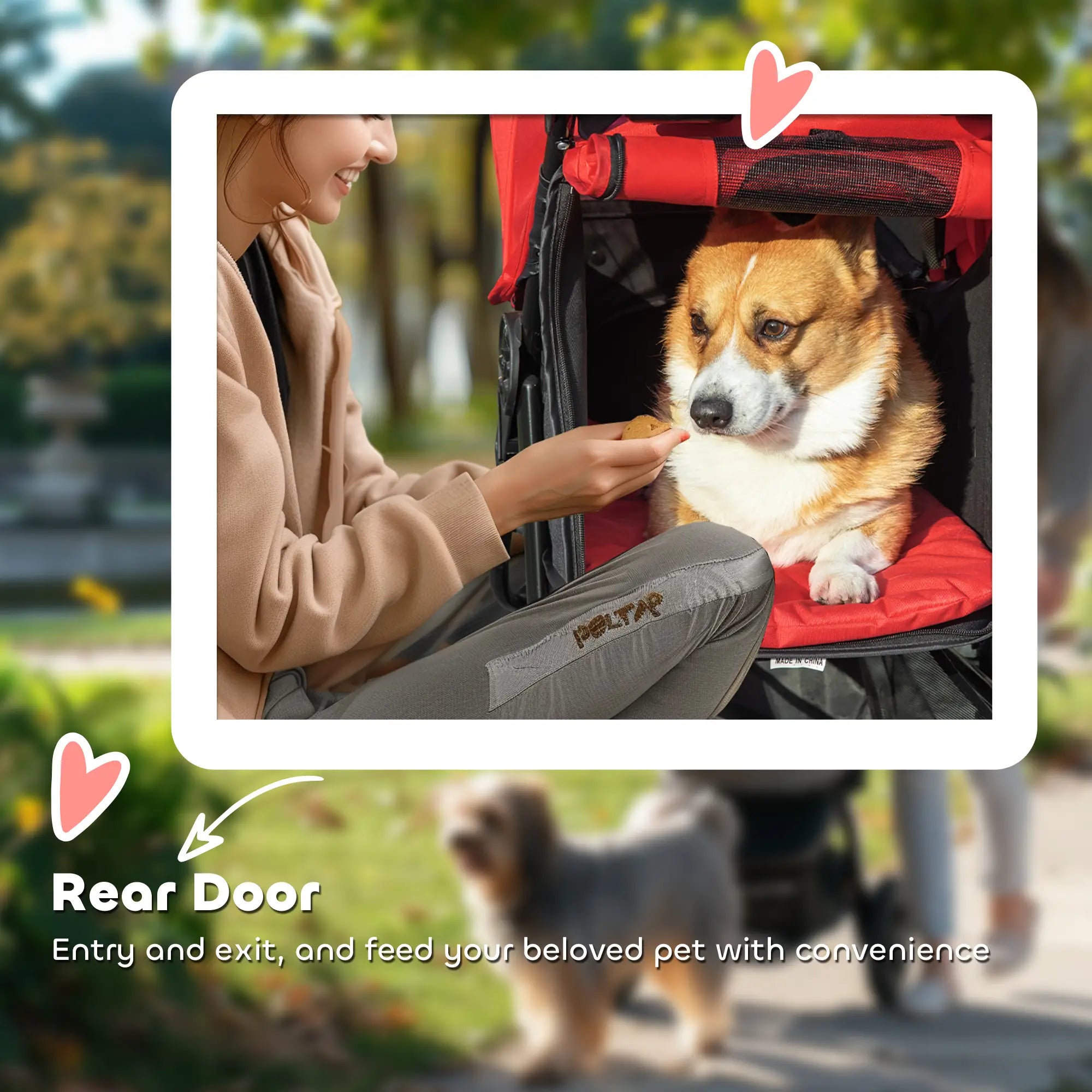 Lightweight Pet Stroller, 3-Rubber Wheels, Adjustable Canopy, Zippered Mesh, Red Dog Bike Trailers & Strollers at Gallery Canada