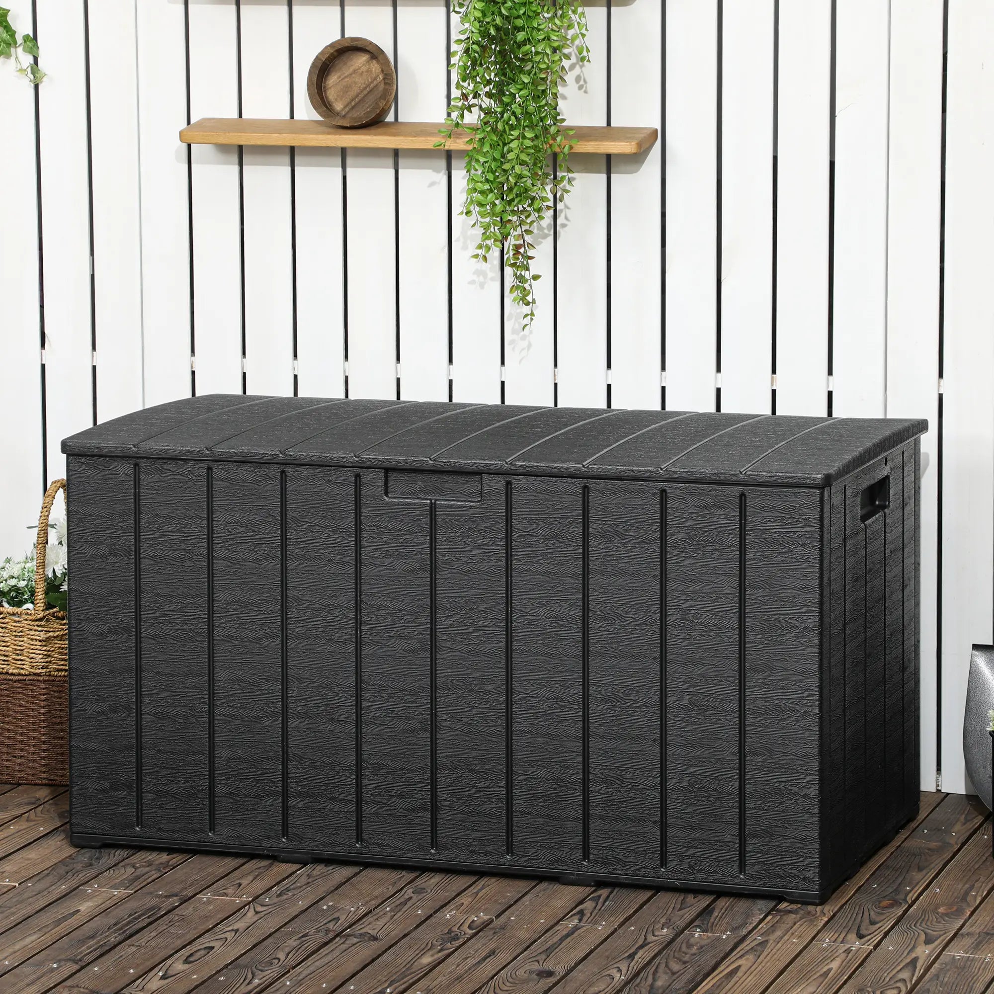 81 Gallon Garden Storage Box, Waterproof Double Wall, Black Patio Storage Boxes at Gallery Canada