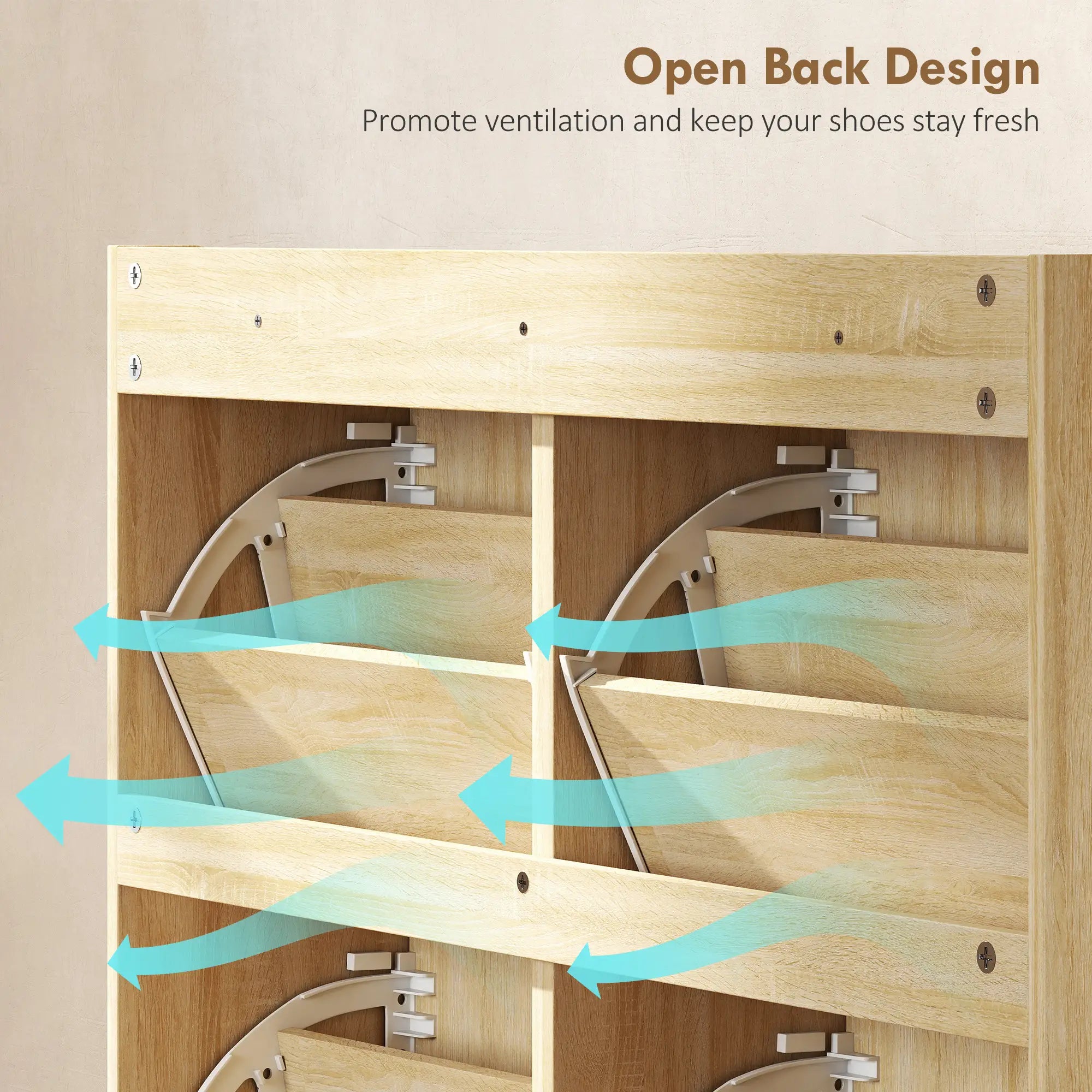 4 Flip-Drawer Shoe Cabinet, Rattan Doors, Adjustable Shelves, Holds 16 Pairs, Natural Shoe Storage Cabinets & Racks at Gallery Canada