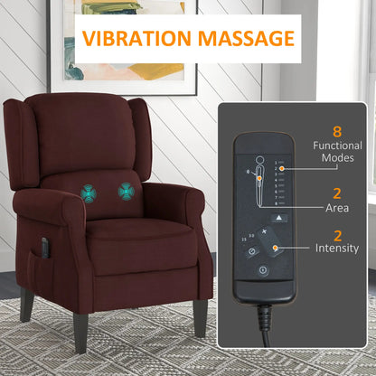 Push Back Recliner Chair, Vibration Massage, Extendable Footrest, Remote, Brown Single Sofas at Gallery Canada