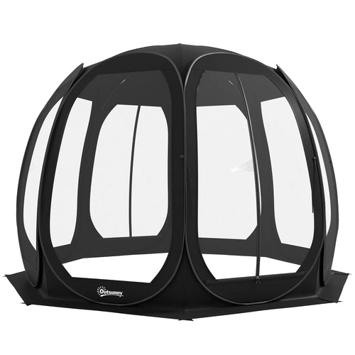 11' x 11.5' Screen Tent, Pop Up Camping Gazebo, Black